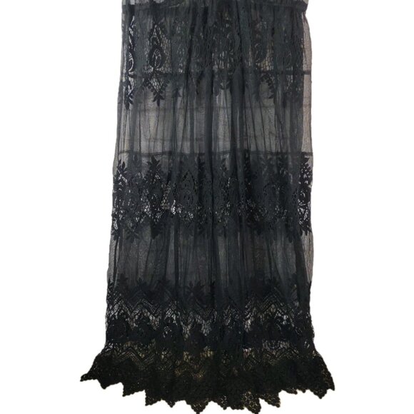 Colleen Lopez Sheer Lace Robe Coverup Lingerie 1X Black Femme Fatale Fairy Goth - Picture 8 of 9